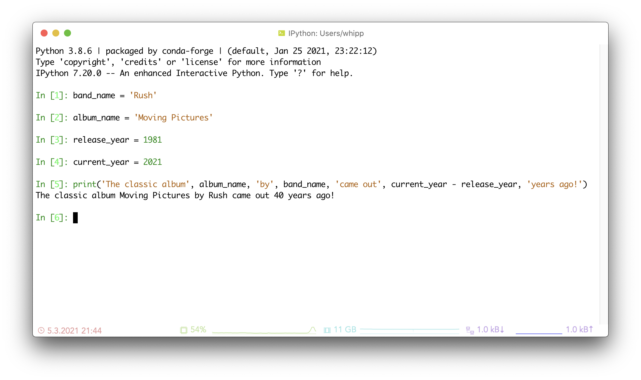 Figure 1.11. The IPython console, an enhanced Python interpreter.