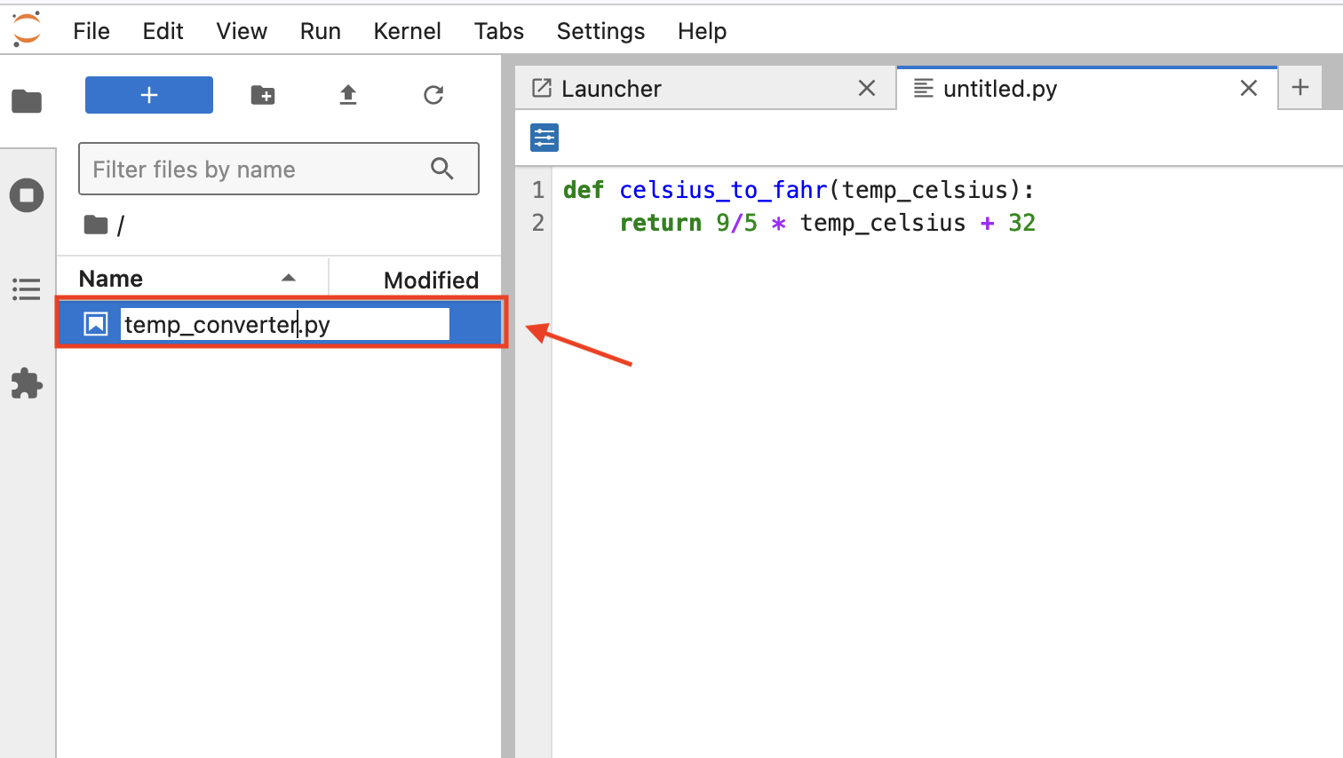 Figure 2.8. File renaming dialog in JupyterLab.